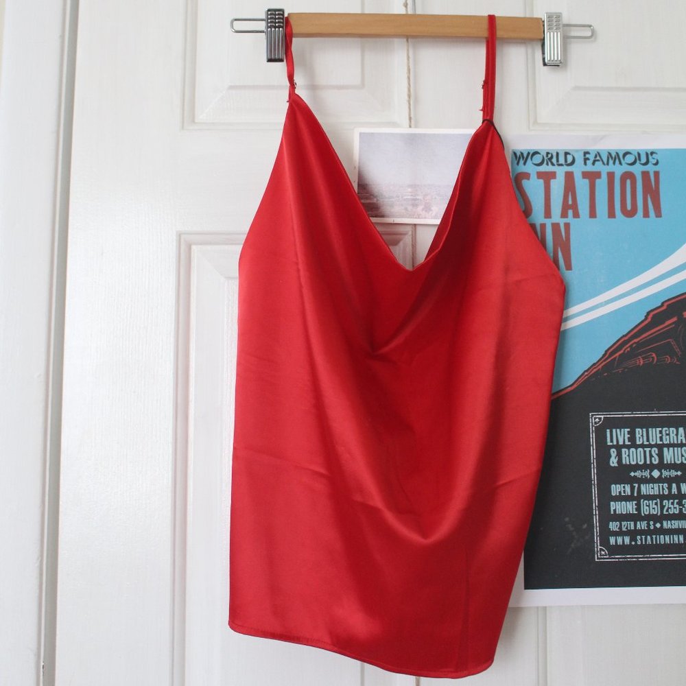 Zaful Red Satin Tank (S)